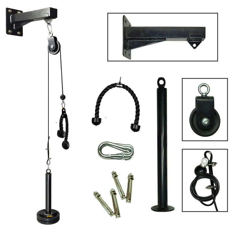 Home Gym Cable Pulley System - Wall Mounted Polia Cable Machine Polia