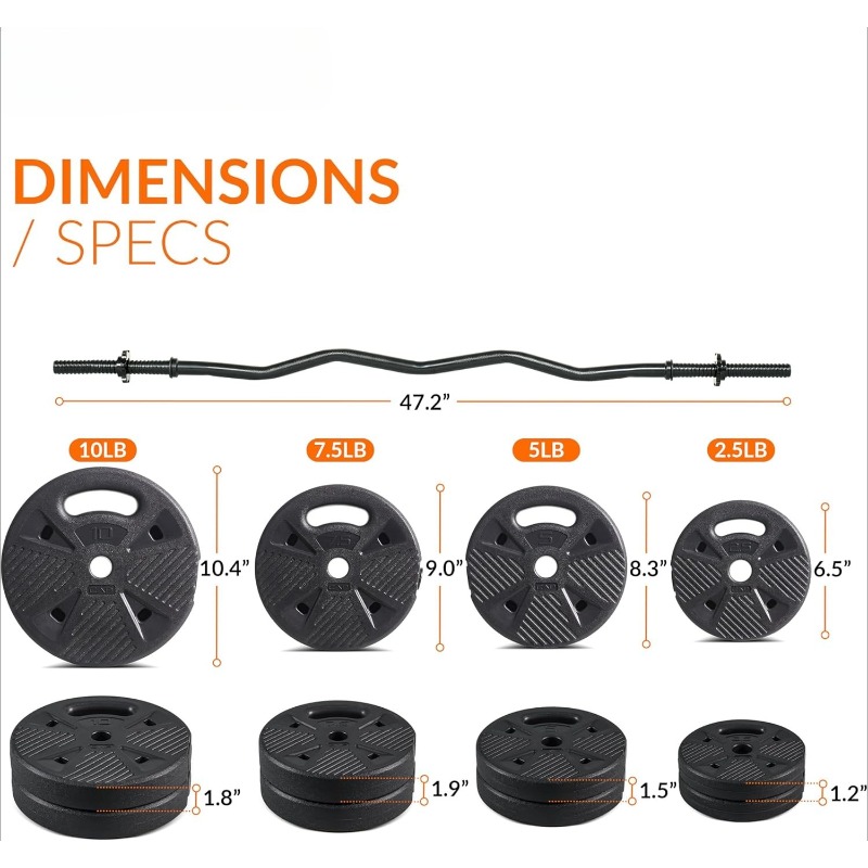 Barbell Curl Bar - Conjunto de Barra EZ Curl com