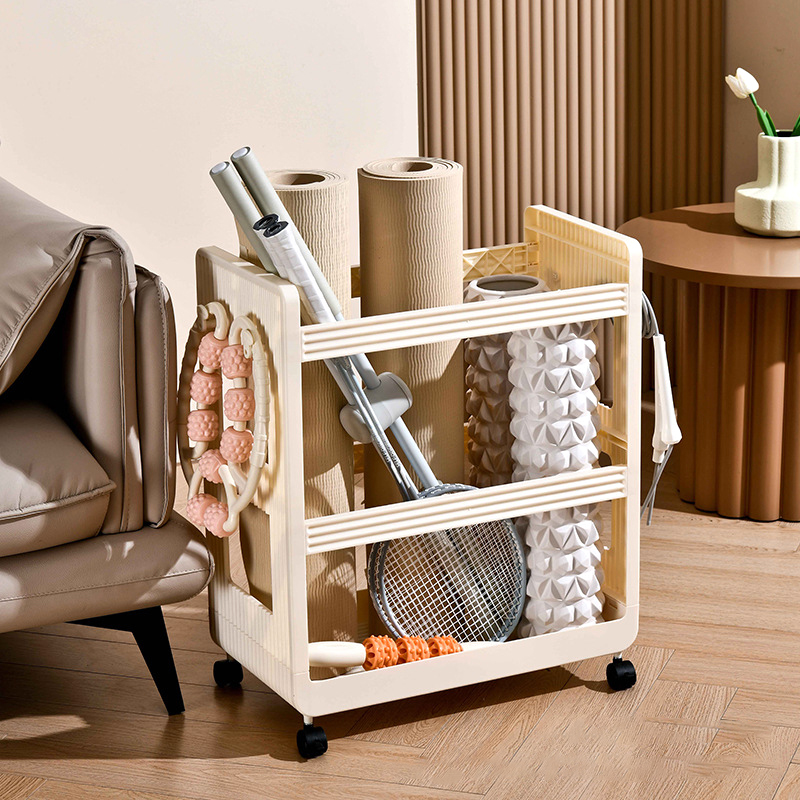 Home Gym Yoga Storage - Multi-Function Trolley Storage Rack, Yoga Mat