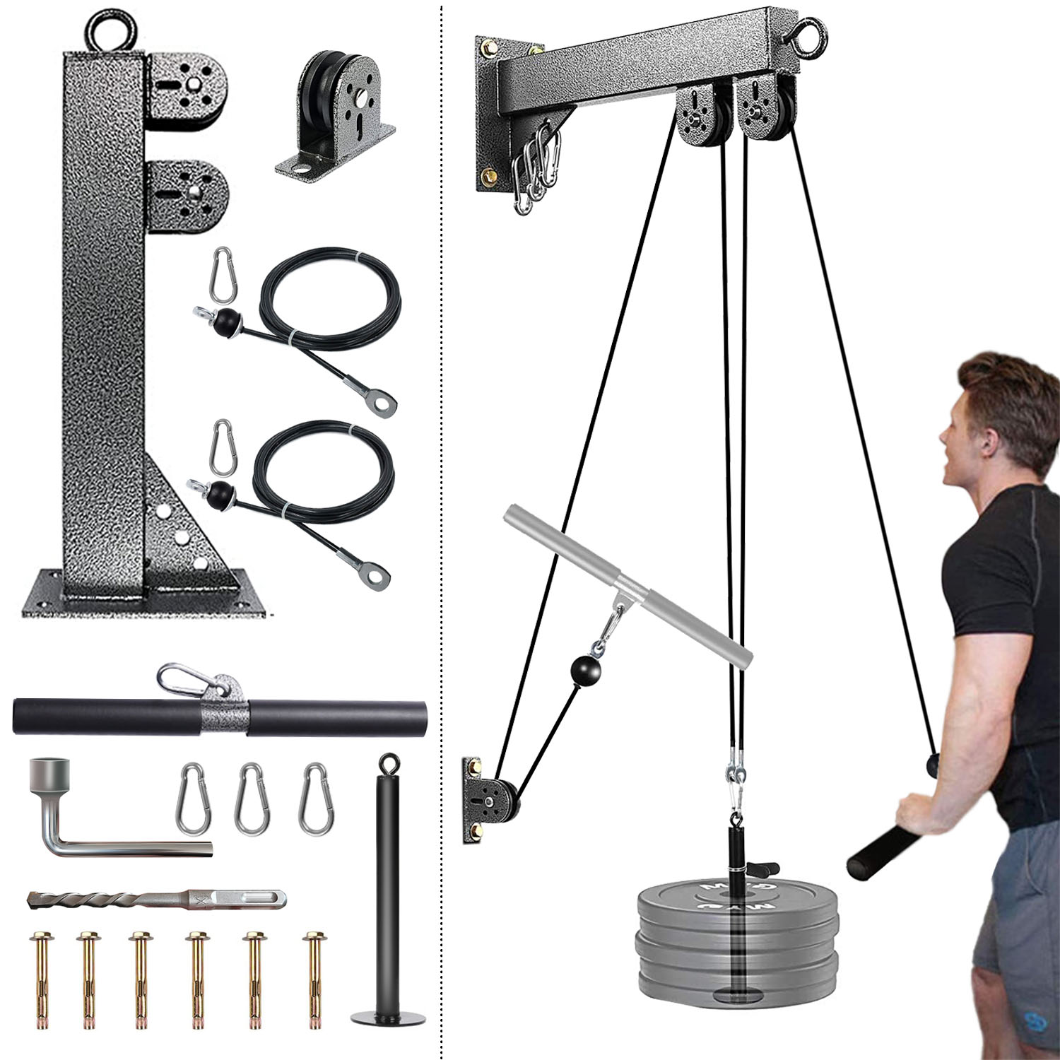 Home Gym Cable Pulley System - Sistema de polia montado na parede