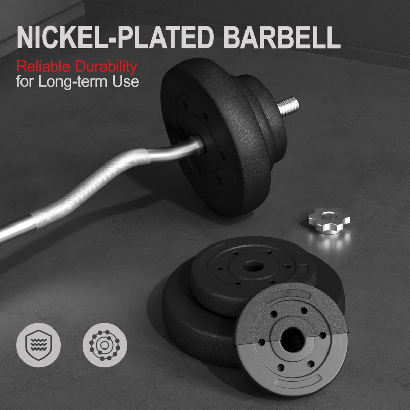 Conjunto de barra - Barra de c - Barbell Curl Bar avaliação e preço