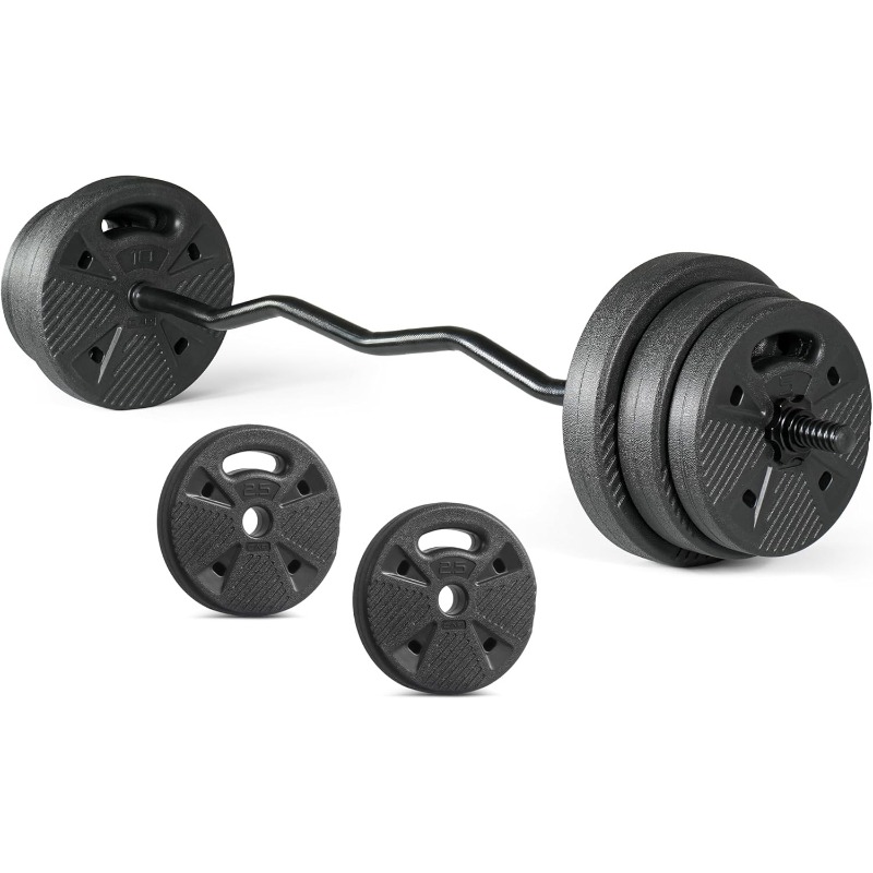 Conjunto de Barra EZ Curl com  - Barbell Curl Bar avaliação e preço