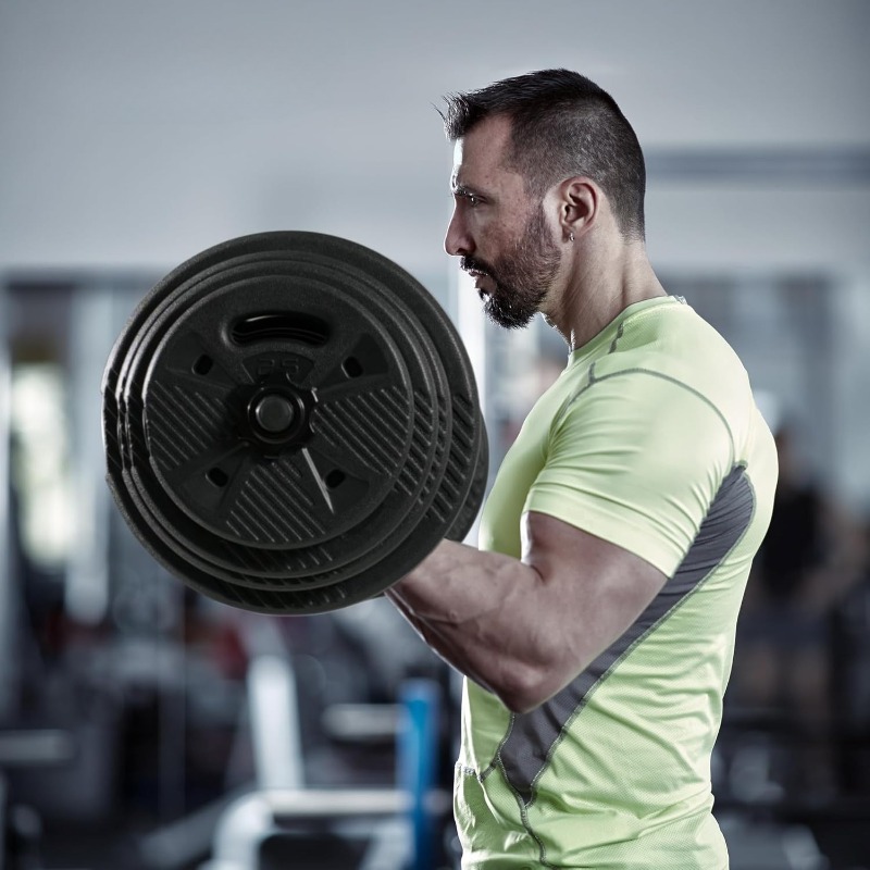 Conjunto de Barra EZ Curl com  - Barbell Curl Bar avaliação e preço