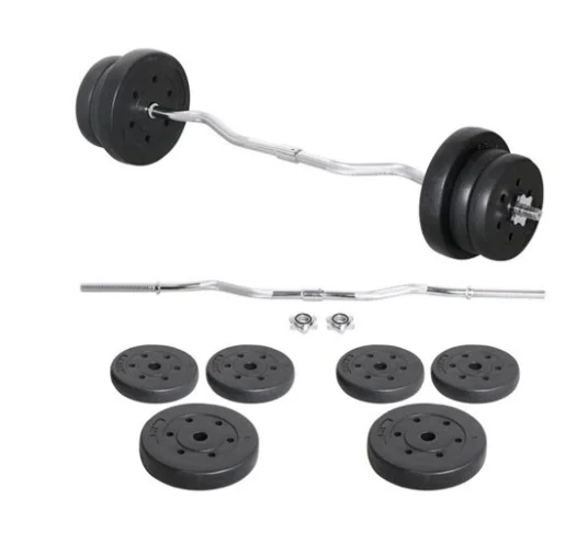 Conjunto de Halteres e Barras  - Barbell Curl Bar avaliação e preço