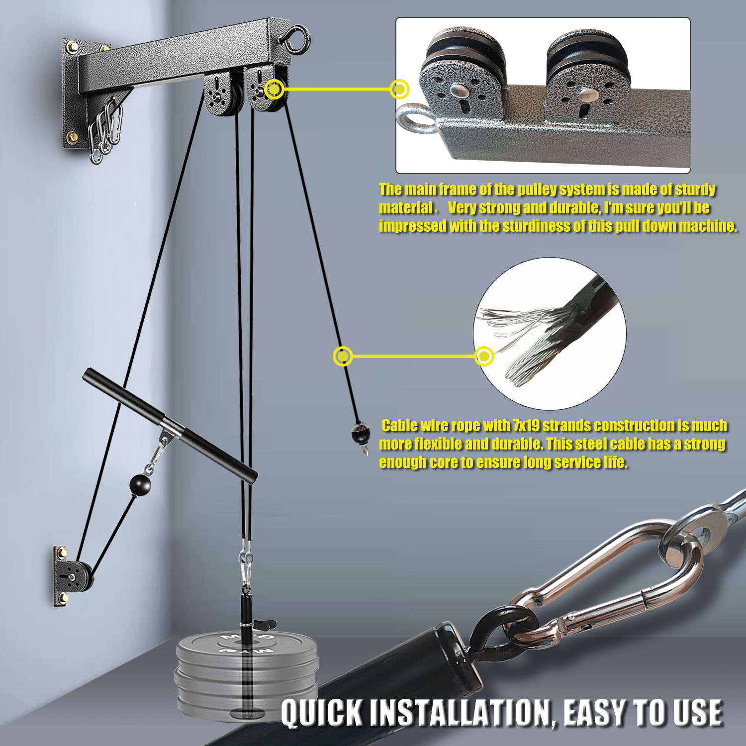 Sistema de polia montado na pa - Home Gym Cable Pulley System avaliação e preço