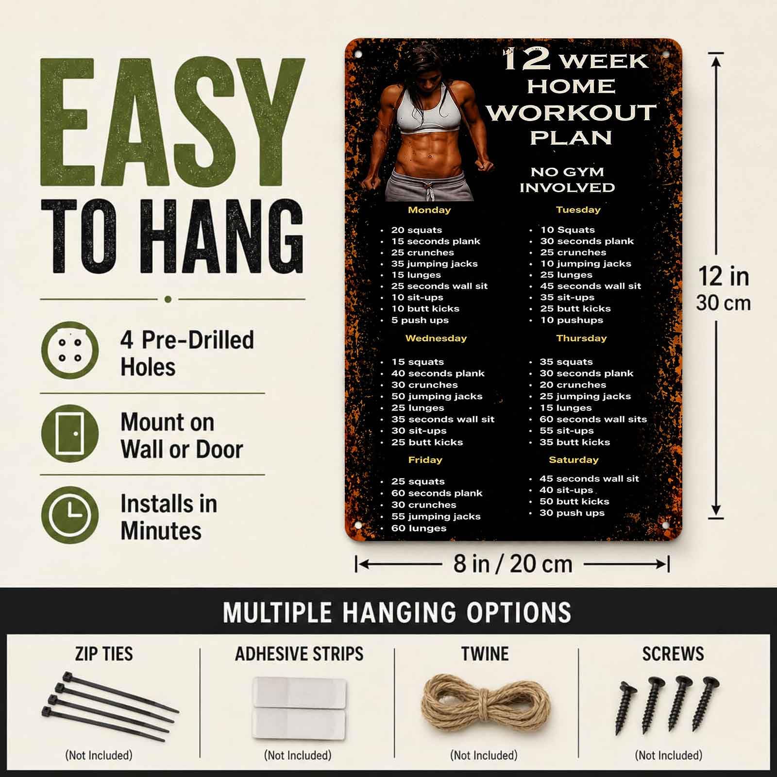Placa de Alumínio para Plano d - Workout Plan Home Gym avaliação e preço